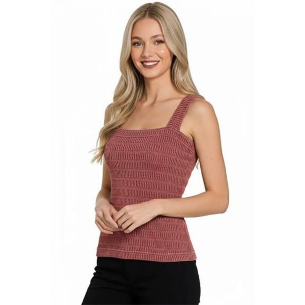 Zenana Seamless Winkle Stone Washed Tank‎ Top
